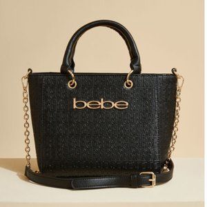 Bebe - Ceila Embossed Top Handle Crossbody Black Handbag